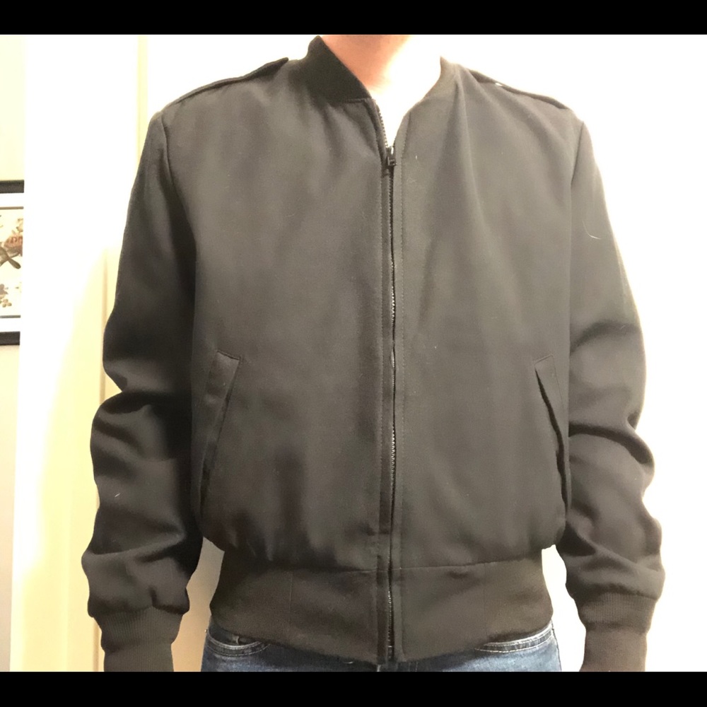 Vintage black Polyester/ Wool Bomber Jacket